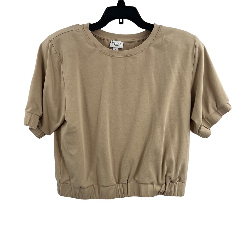 Terea by‎ Andrea Pitter Beige Short Sleeve Top Size XL